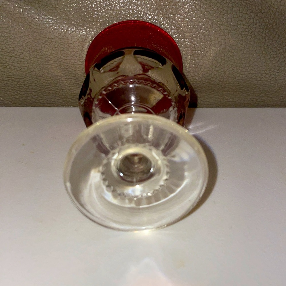 Vintage King’s Crown Red Thumbprint Set of 6 Red Goblets - Picture 7 of 8